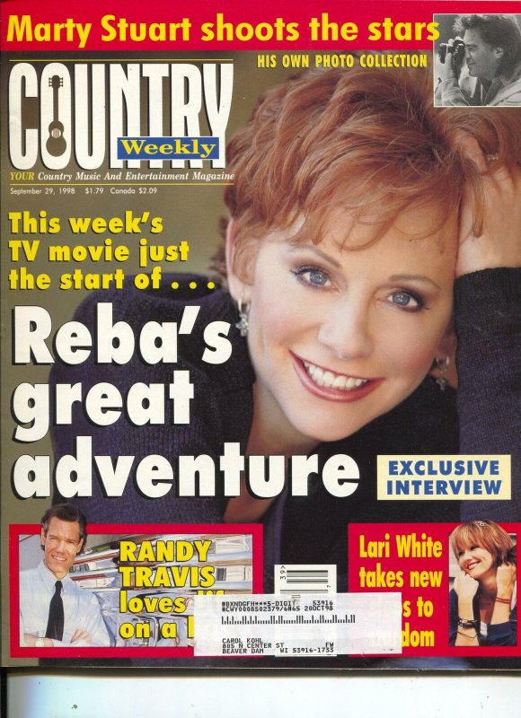 Country Weekly-Reba McEntire-Lori White-Marty Stuart-Blackhawk-Sept-1998