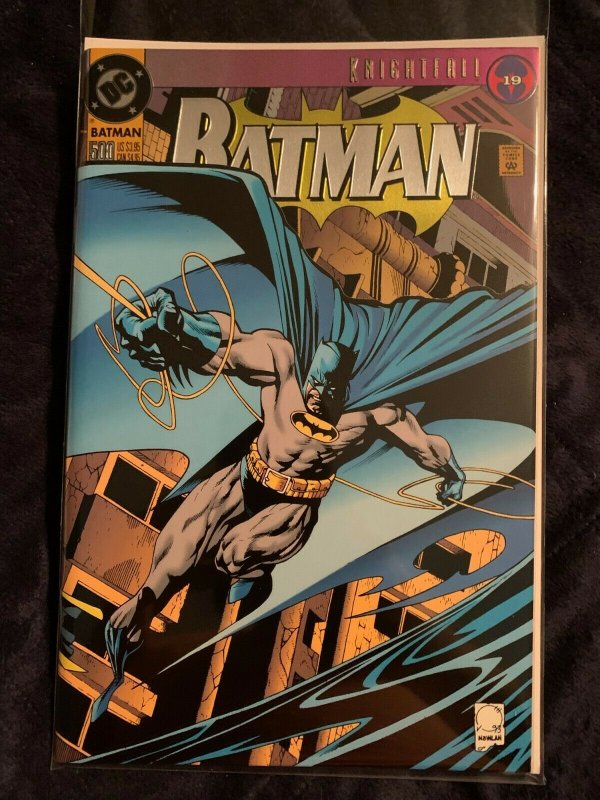 Batman #500 Knightfall, Silver Foil Collectors Edition w/2 Postcards Oct 1993 NM