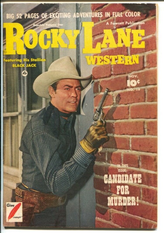 Rocky Lane Western #19 1950-Fawcett- B-Western movie star photo cover-VG 