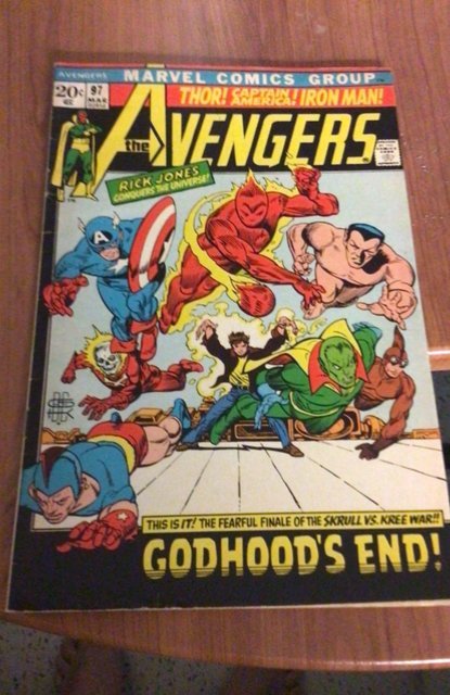 The Avengers #97 1972 1st Invaders wow! Captain Marvel cover! VF Lynchburg CERT!