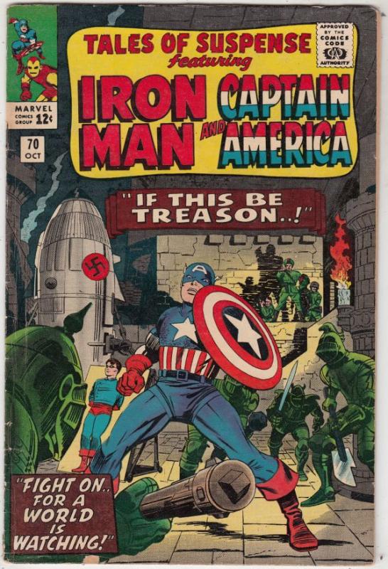 Tales of Suspense #70 (Oct-65) FN- Mid-Grade Iron Man, Captain America, Bucky...