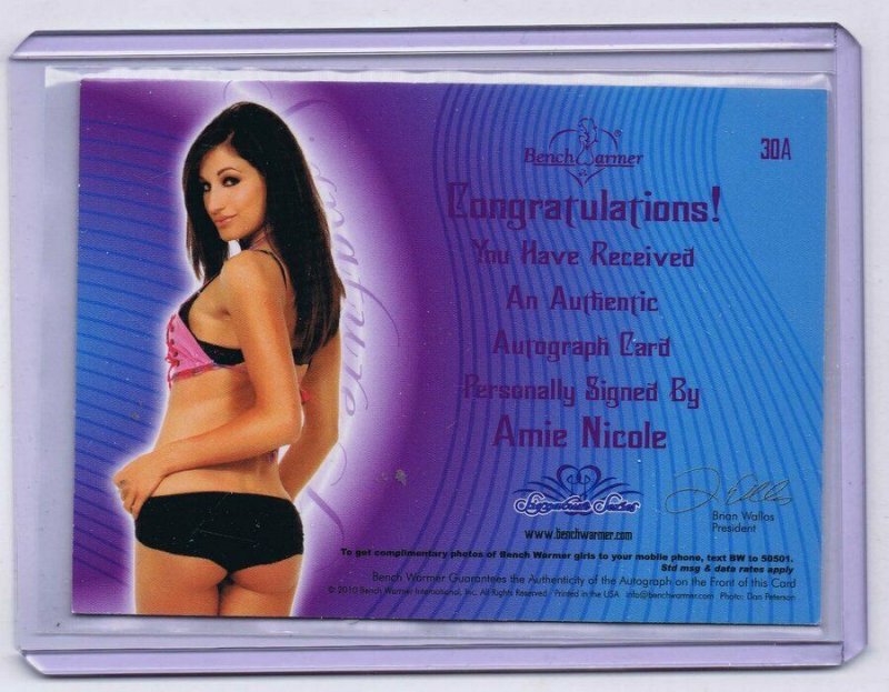 Dr. Amie Nicole Harwick 2010 Benchwarmers Certified Autograph Card #30A