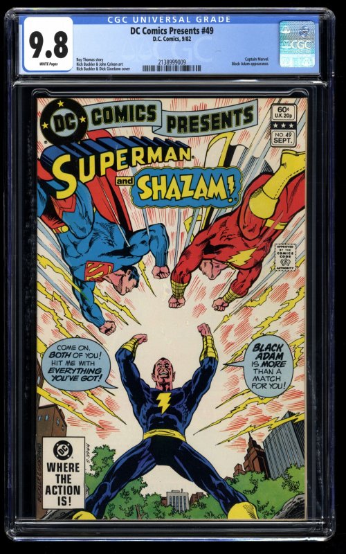 DC Comics Presents #49 CGC NM/M 9.8 White Pages Shazam + Superman VS Black Adam!