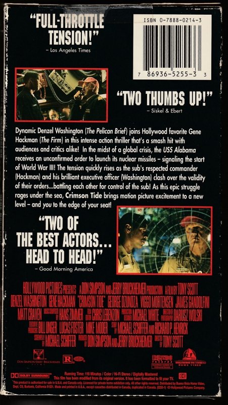 Crimson Tide VHS Based on a true story and an early Quentin Tarantino script !