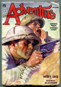 Adventure Pulp October 1937- Maurice Walsh- Bedford Jones FN