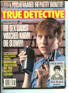 TRUE DETECTIVE-NOV 1985-VG-HARD BOILED-SPICY-MURDER-RAPE-KNIFE-WIELDING VG