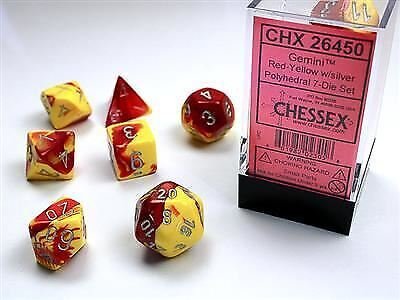 Gemini Polyhedral Red-Yellow/silver 7-Die Set