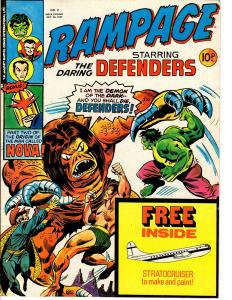 Rampage (Marvel UK Oct. 26 1977) #2 Defenders Nova Dr. Strange Hulk NO Plane!