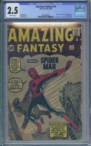 AMAZING FANTASY #15 CGC 2.5 1ST SPIDER-MAN PETER PARKER 