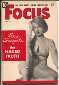 Focus 10/14/1953-Atlas-Paris showgirls-NCAA football-mini mag-cheesecake-FN