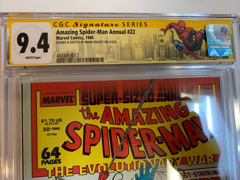Amazing Spider-Man Annual #22 (CGC SS 9.4) Signed & Sketch Mark Bagley