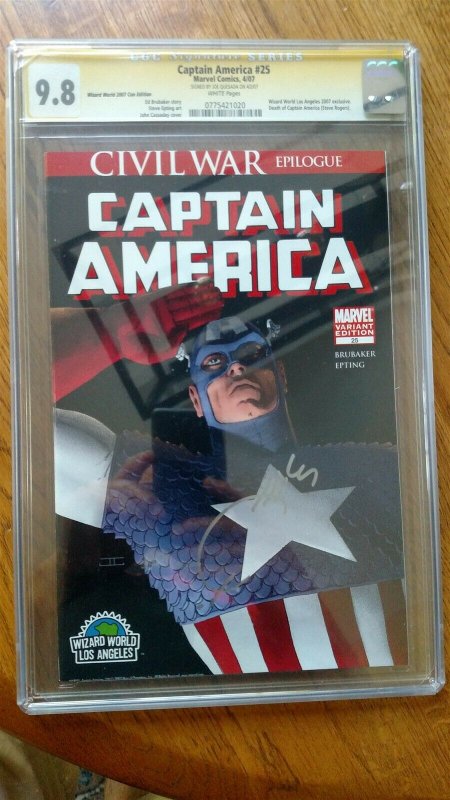 Captain America #25 Signature Series (Marvel, 4/2007) CGC NM/MT 9.8 White pages.