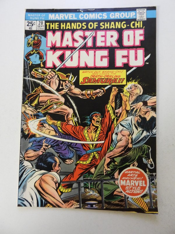 Master of Kung Fu #20 (1974) VG+ condition top staple detached from cover