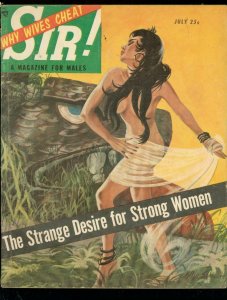 SIR! PULP JULY 1954-SPICY COVER ART-STRANGE DESIRE- VG