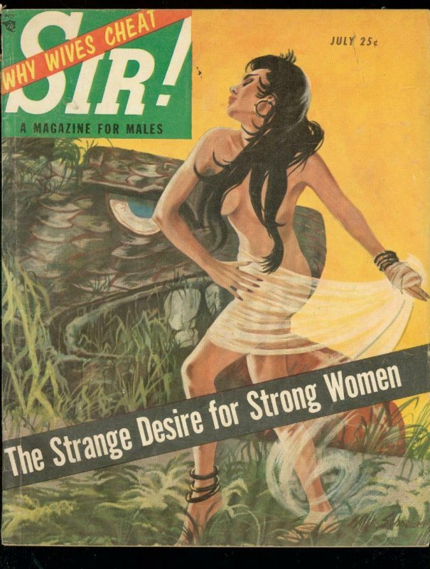 SIR! PULP JULY 1954-SPICY COVER ART-STRANGE DESIRE- VG