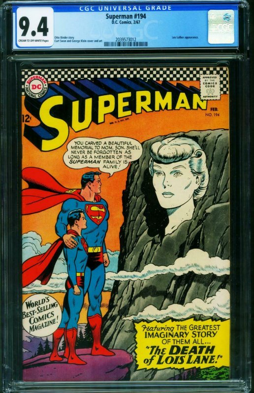 SUPERMAN #194 CGC 9.4 Silver Age- Death of Lois Lane 2039573012