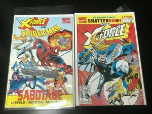 X-FORCE 2PC LOT (VF W/S) W/SPIDEY MCFARLANE!! 1992