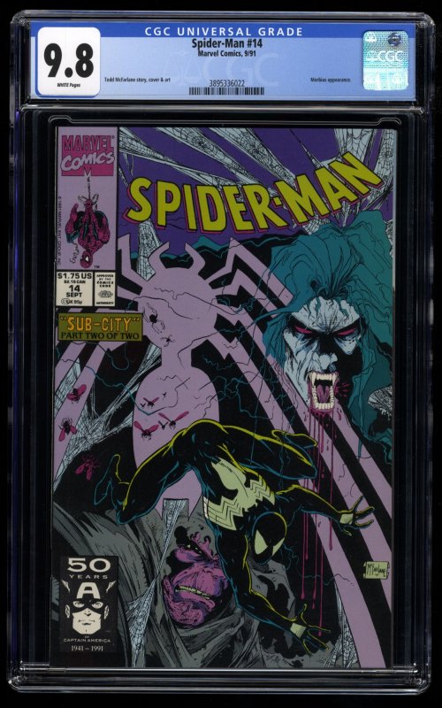 Spider-Man #14 CGC NM/M 9.8 White Pages Morbius!