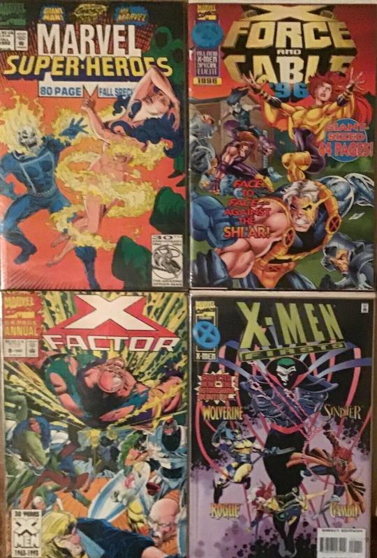 4 MARVEL ANNUALS:X-MEN FIRSTS;X FACTOR #8;MARVEL SUPER HEROES;X-FORCE/CABLE