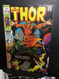 Thor #163 (1969) Pluto key! Kirby beauty! Mid high grade FN/VF 1st warlock cameo
