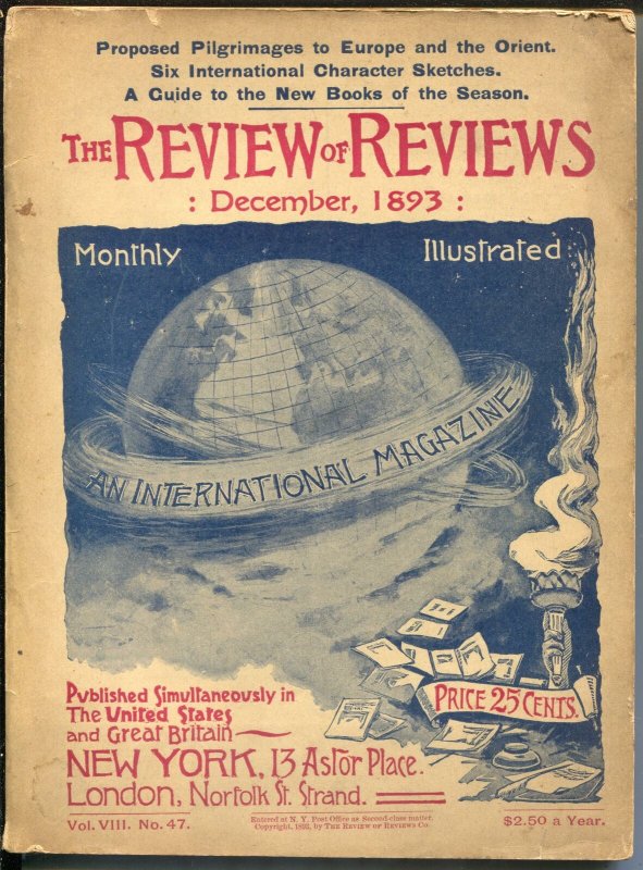 Review of Reviews 12/1893-American edition-Albert Shaw-pulp format-VG