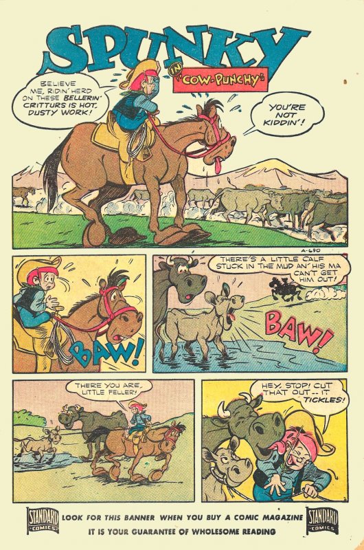 SPUNKY JUNIOR COWBOY #4 (Sept1950) 5.5 FN- JACK BRADBURY's Talking Horse Stanley