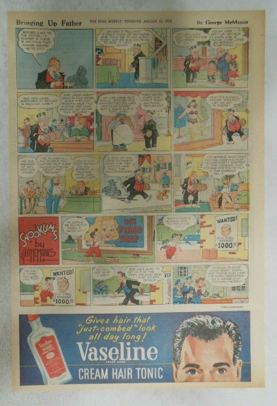 (20) Bringing Up Father Sundays by George McManus from 1952 Size: Tabloids