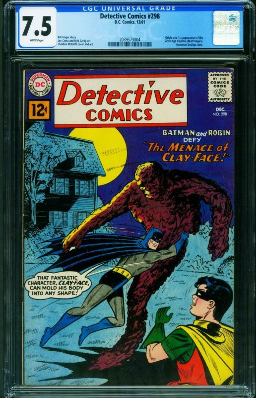 Detective #298 CGC 7.5 WP 1961-DC-1st Silver Age Clay-face 2039573004