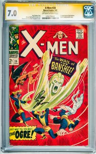 The X-Men #28 (1967) CGC 7.0! OWW Pages! Signed by Roy Thomas!
