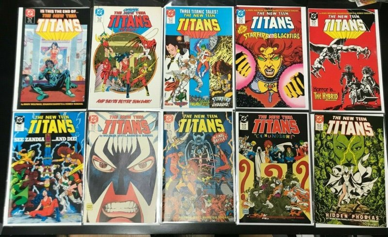 NEW TEEN TITANS 10PC LOT (FN) PEREZ! THE HYBRID! STARFIRE VS BLACKFIRE! 1986-88