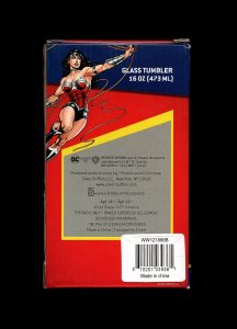 WONDER WOMAN 16OZ GLASS | 1980S LOGO | CLASSIC COMIC STAR BURST | NEW IN BOX