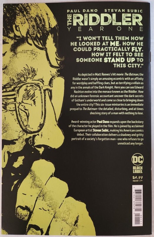 Riddler Year One #1 Cover A NM DC Comics 2022 