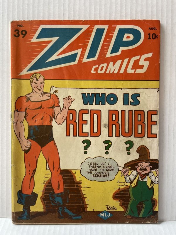 Zip Comics #39 1943 Red Rube Begins 