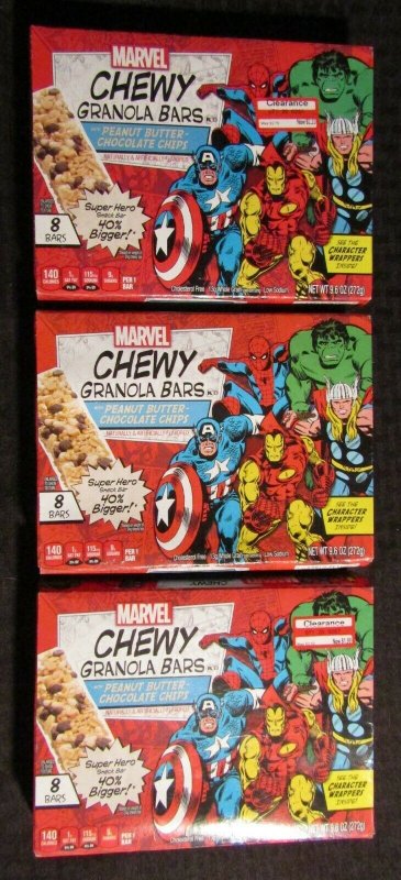 MARVEL Chewy Granola Bars BOX ONLY w/ Black Widow Spider-Man Thor Cards 6.0/6.5