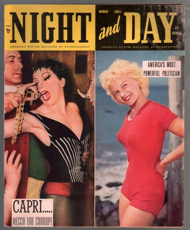 Night And Day  3/1951-spicy pix-Linda Darnell-pulp murder-Irish McCalla-VG-