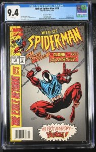 WEB OF SPIDER-MAN #118 CGC 9.4 1ST SOLO CLONE STORY VENOM NEWSSTAND WHITE PAGES