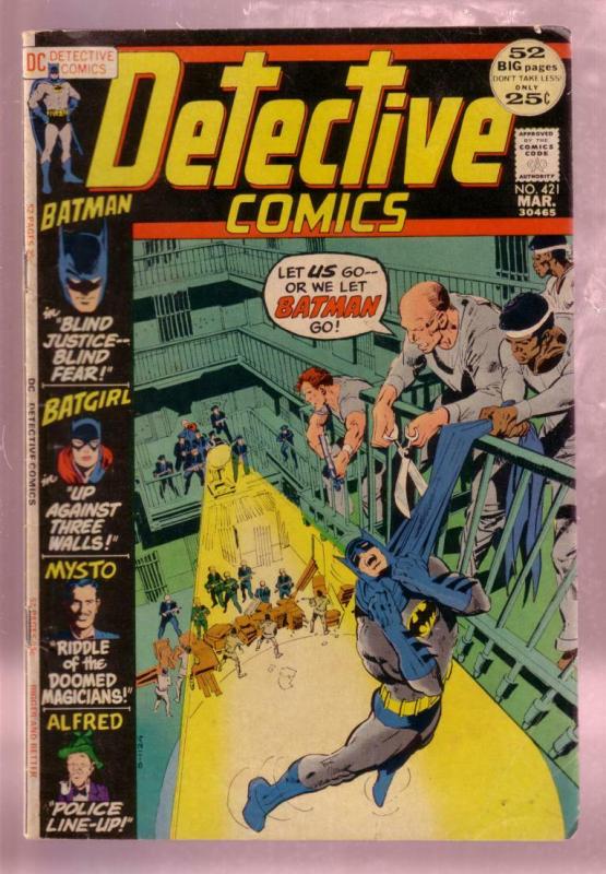 DETECTIVE COMICS #421 1972-BATMAN BATGIRL NEAL ADAMS-DC VG