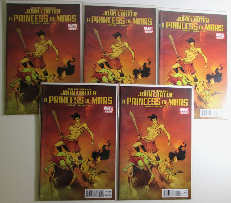 John Carter A Princess of Mars Lot of 5 #1 Marvel 2011 1st Print Comic Books