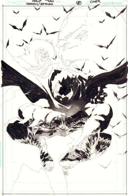 The Shadow / Batman #5 Variant Cover - 2018 Signed art by Philip Tan