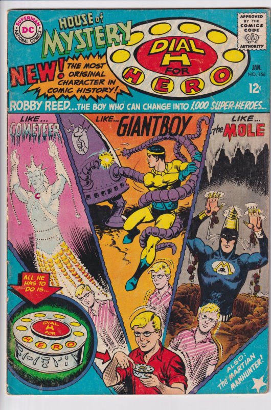 HOUSE OF MYSTERY #156 (Jan 1966) VG+ 4.5 Origin/1st app Hero for Hire Robby Reed