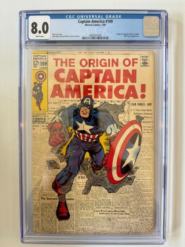 CAPTAIN AMERICA #109 CGC 8.0 MARVEL (1968)