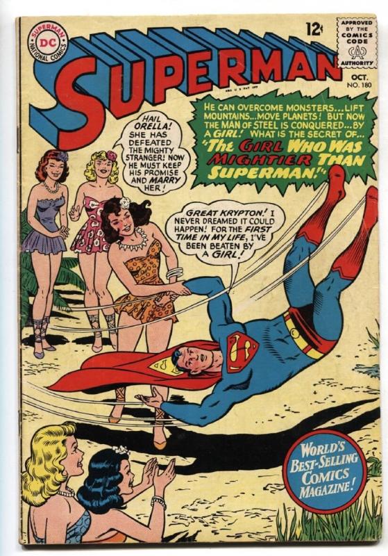 Superman #180 1965- DC Silver Age Leggy Ladies wrestleing superman cover