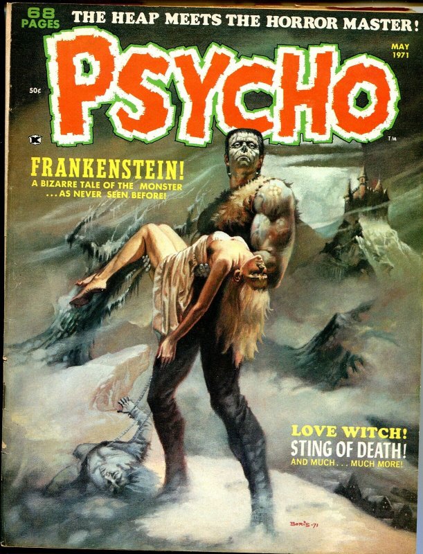 Psycho  #3  1971-Skyward-Frankenstein cover by Boris-Adkins-Everett-FN