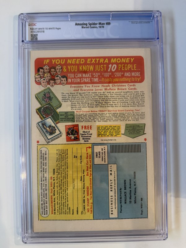 AMAZING SPIDER-MAN #89 - cgc 9.2  Marvel (1970)