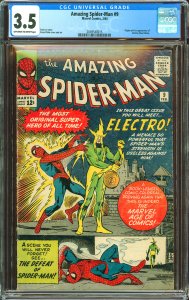 Amazing Spider-Man #9 (1964) CGC Graded 3.5 - 1st Electro!