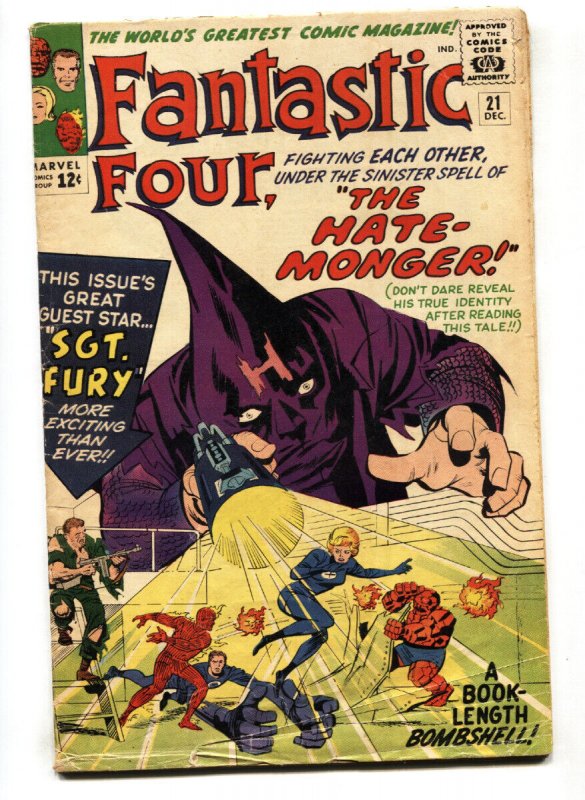 Fantastic Four #21 1963-Marvel-Hate-Monger & Sgt Fury appear-Jack Kirby art