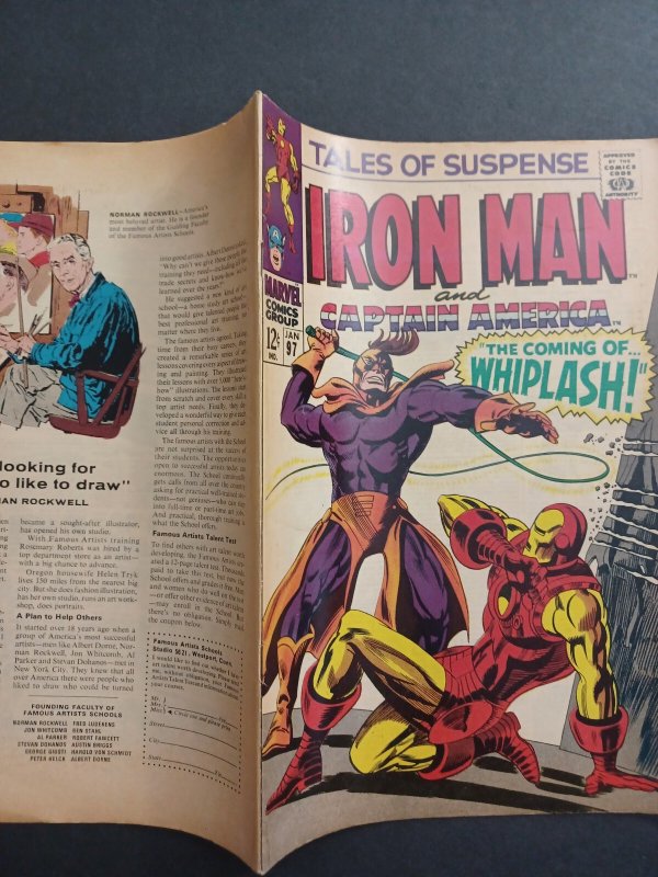 Tales of Suspense #97 - Iron Man - 1st appearance Whiplash - 1967 - VG/FN