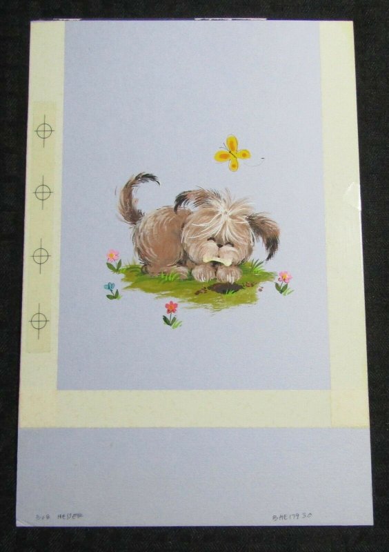 NOT JUST ONE Cute Puppy Dog Burrying Bone 7x10.5 Greeting Card Art #B8348