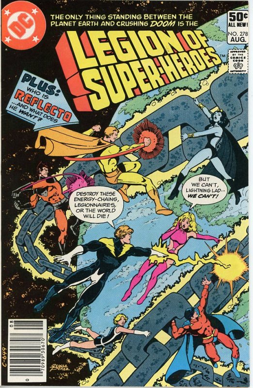 Legion of Super-Heroes 278  9.0 (our highest grade)  1981  George Perez Cover!