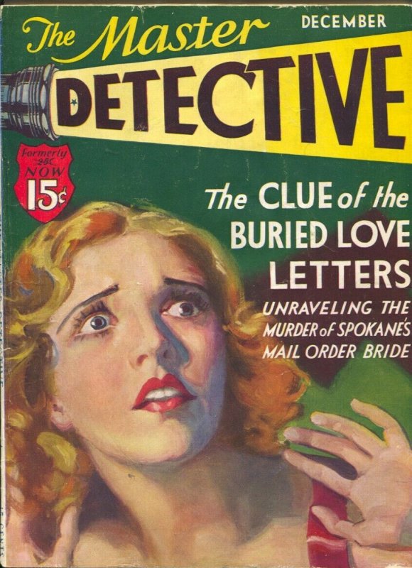 Master Detective 12/1932-Delos Palmer terrified woman cover-exploitation-expl...